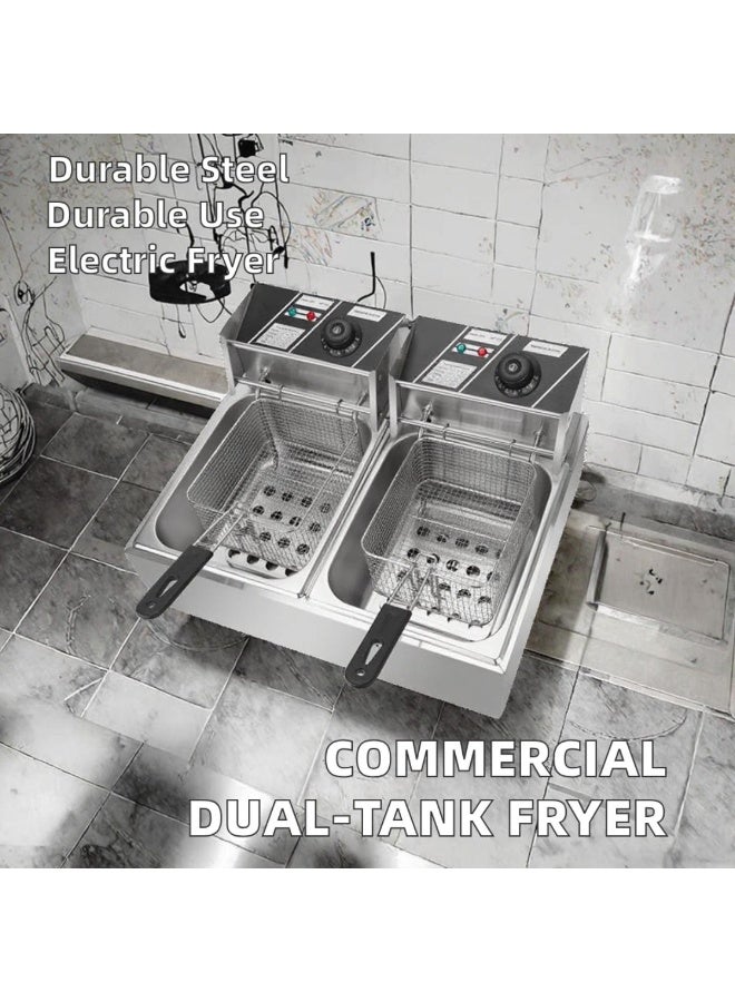Tradeo Electric Deep Fryer Dual Tank Stainless Steel Commercial Fast Food Frying Machine - Image 4